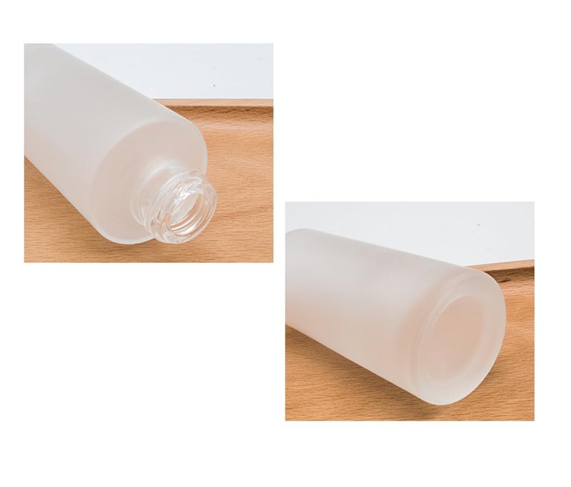 Elandy 150ML/5OZ Empty Refillable Transparent Frosted Glass Lotion Pump Bottle with Bamboo Pump Soap Dispensers Toiletries Storage Containers for Shampoo Essential Oils Shower Gel - Image 4